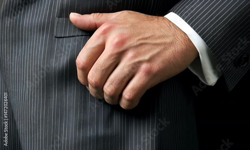 Hand in Pinstriped Suit Pocket