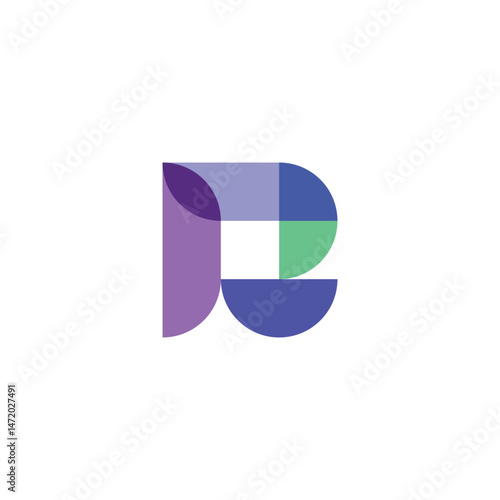 R initial logo for business company profile.