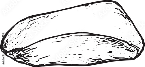 Black and white sketch of cheese cubes, ideal for dairy or charcuterie designs. Perfect for culinary illustrations, menus, or cookbooks, highlighting savory cheese snacks