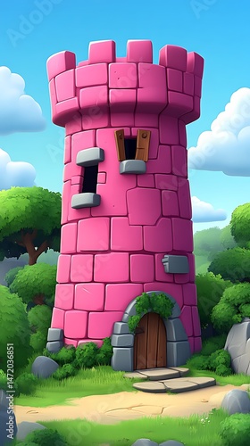 Pink Stone Tower in Nature