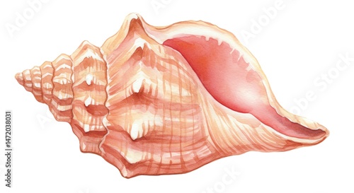 Seashell watercolor art marine ocean life