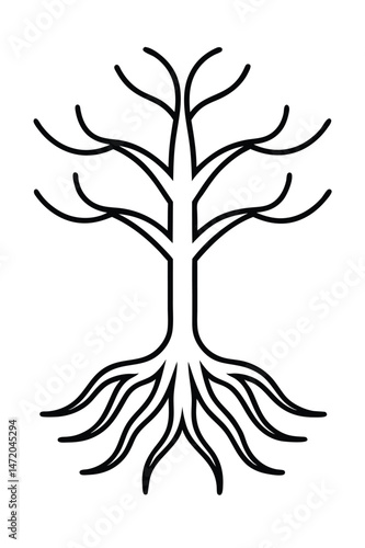 Tree Roots Icon on White Background