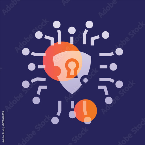 Process automation glassmorphism illustration. Transparency blur elements. Ui layered design.