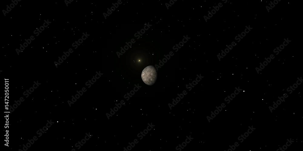 Ceres Cinematic Zoom In View of a Fictional Rocky Planet with Star in Deep Space. Ceres Cinematic Zoom In View of a Fictional Rocky Planet with Star in Deep Space.