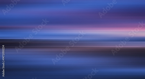 Ethereal Horizon: Abstract Sunset Sky - Serene Ocean Motion, Blur Effect, Tranquil Coastal Scene, Artistic Dreamscape, Deep Purple Hues