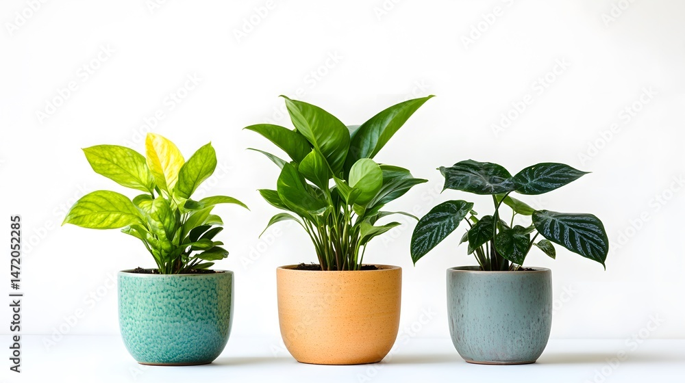 Fototapeta premium Cute Potted Plants with Expressive Vibrant Design