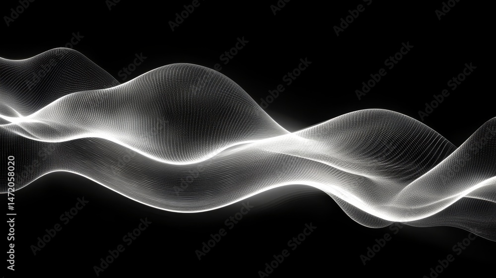 Abstract design of flowing, ethereal white lines against a black background. Abstract design of flowing, ethereal white lines against a black background.