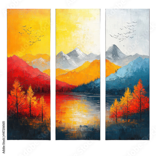 Paintings isolated on transparent background.