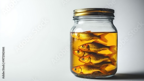 Wallpaper Mural Glass jar with gold fish in amber liquid. Torontodigital.ca