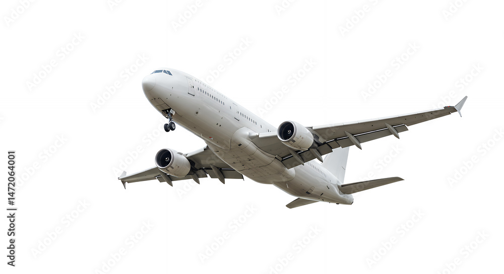 Obraz premium Airplane Takeoff: Ascending High! Commercial Aviation, Flight, and Travel in Action - A Captivating Shot of Modern Air Transportation