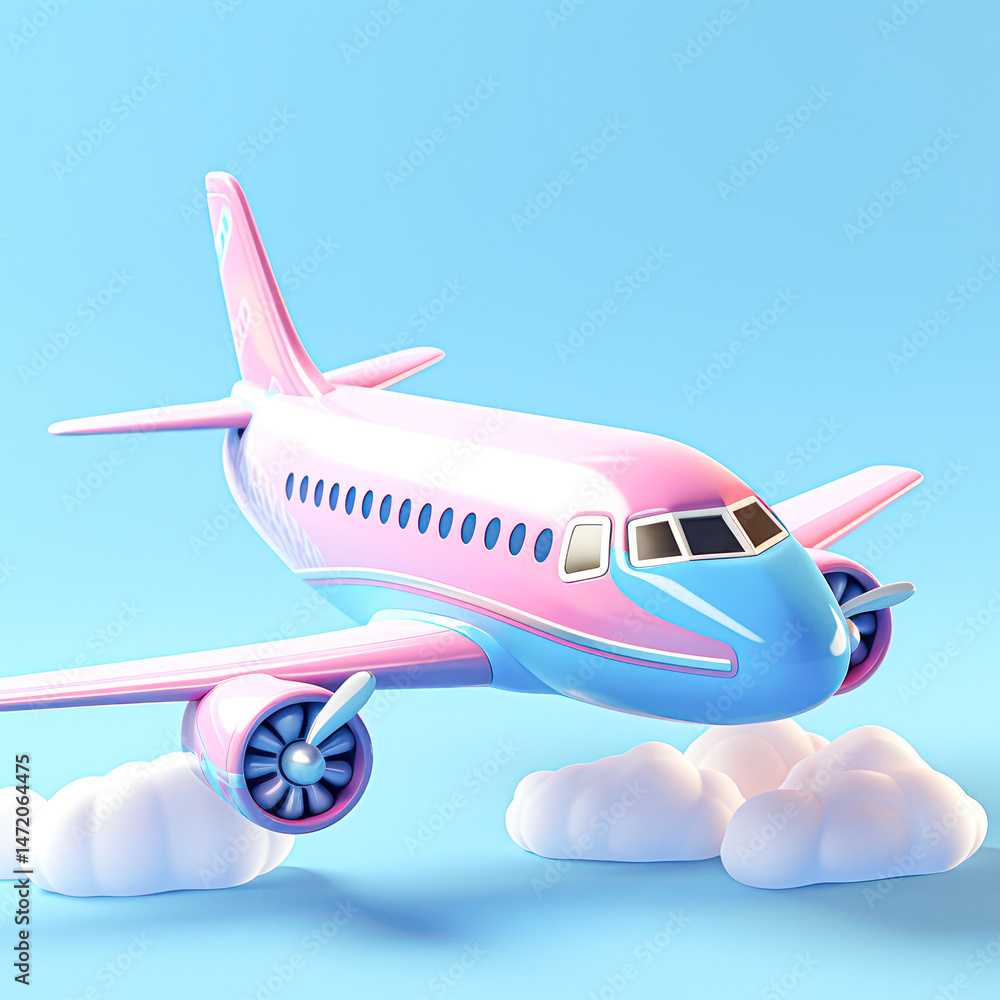 Colorful toy airplane flying above soft clouds imaginative play environment digital artwork whimsical viewpoint Colorful toy airplane flying above soft clouds imaginative play environment digital artwork whimsical viewpoint