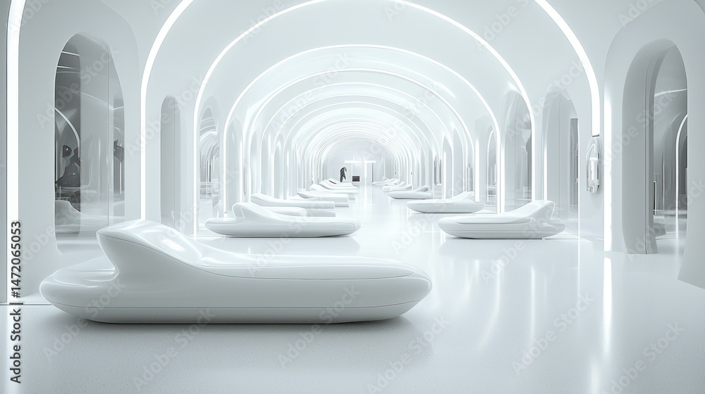 Naklejka premium Modern, minimalist white tunnel