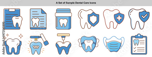 Dentistry Line Icons Set, Tooth Protection, Oral Hygiene, Dental Checkup, Fillings