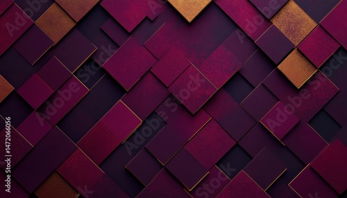 Abstract Geometric Pattern with Burgundy and Gold Squares