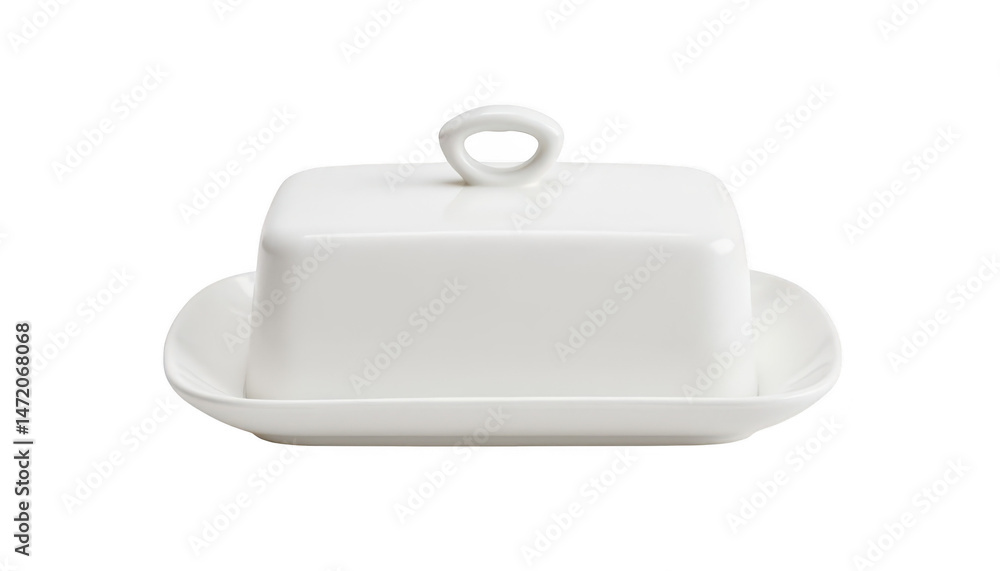 Fototapeta premium Elegant white square dish with lid, modern tableware for stylish serving and storage