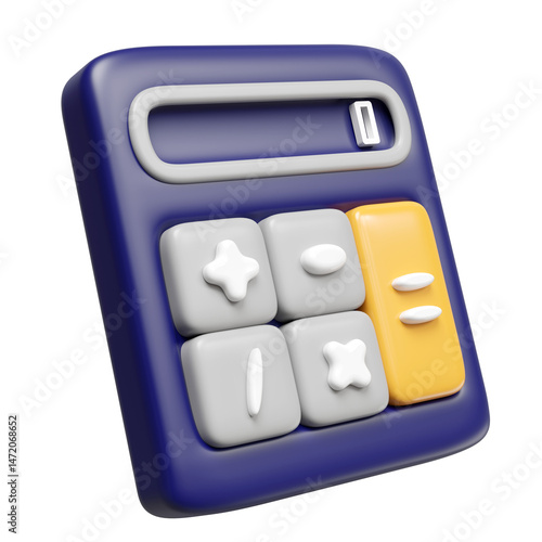 3d cartoon calculator icon for accounting finance isolated. minimal concept 3d render illustration
