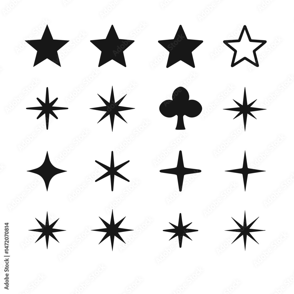 Geometric Shape Icons, Stars, Symbols, Vector Illustration Geometric Shape Icons, Stars, Symbols, Vector Illustration