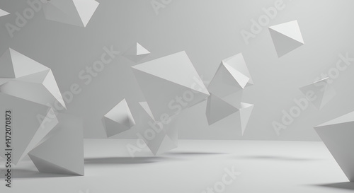 Abstract White Pyramids: Geometric Modern Art, Minimalist Design, 3D Rendering for Backgrounds, Wallpapers, and Creative Projects