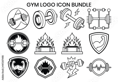 Gym logo icon Vector Silhouette Bundle 