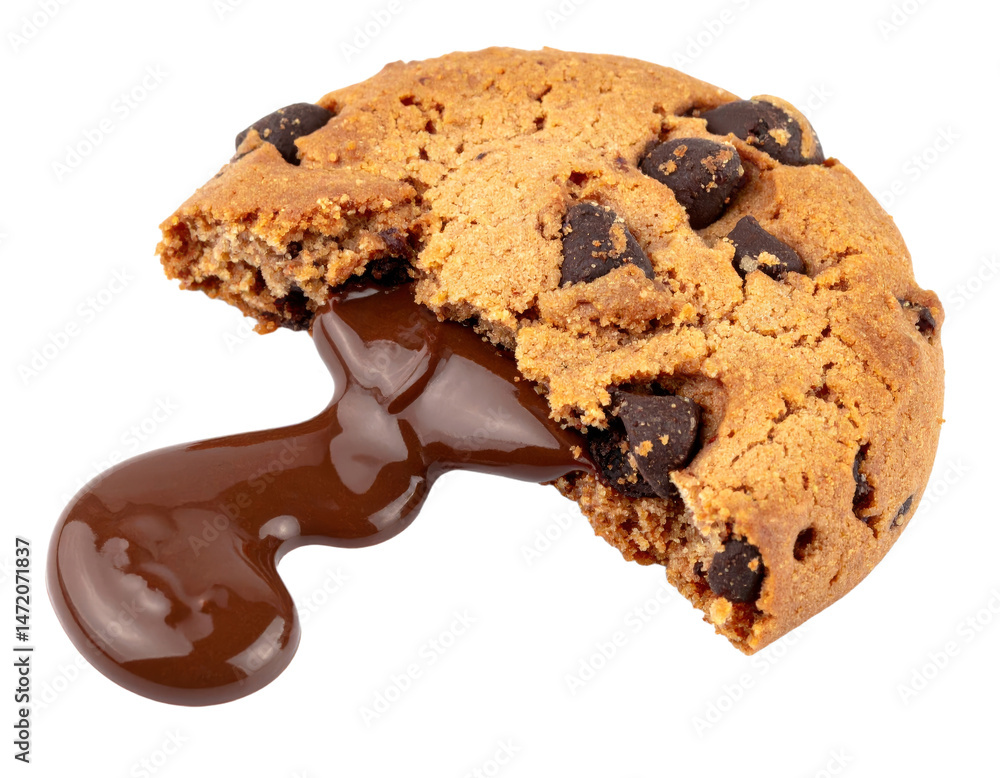 Chocolate Chip Cookie with Melted Chocolate Delicious Treat Isolated on Transparent Background