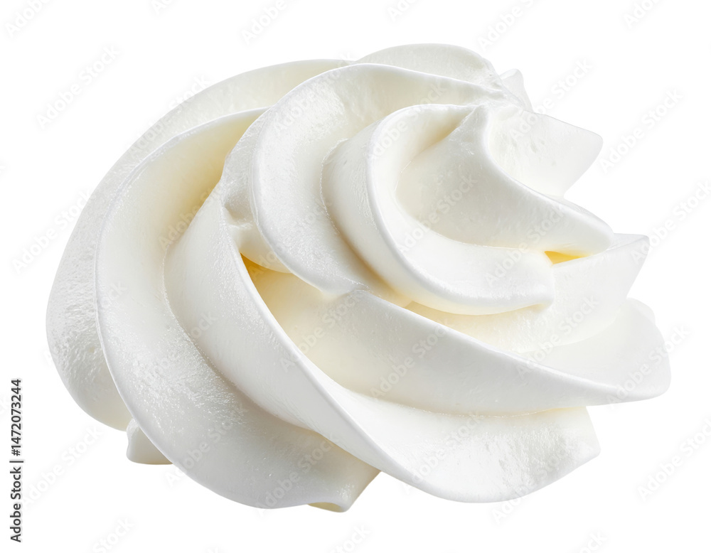 Whipped Cream Swirl Isolated on Transparent Background Sweet Dessert Topping PNG Element