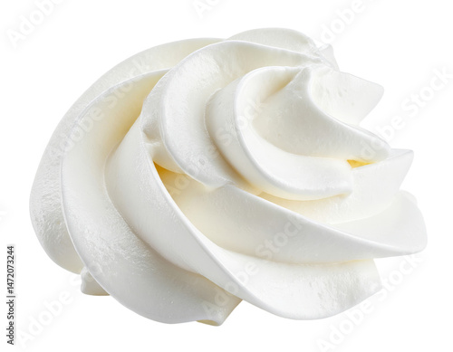 Obraz na płótnie Whipped Cream Swirl Isolated on Transparent Background Sweet Dessert Topping PNG Element w salonie