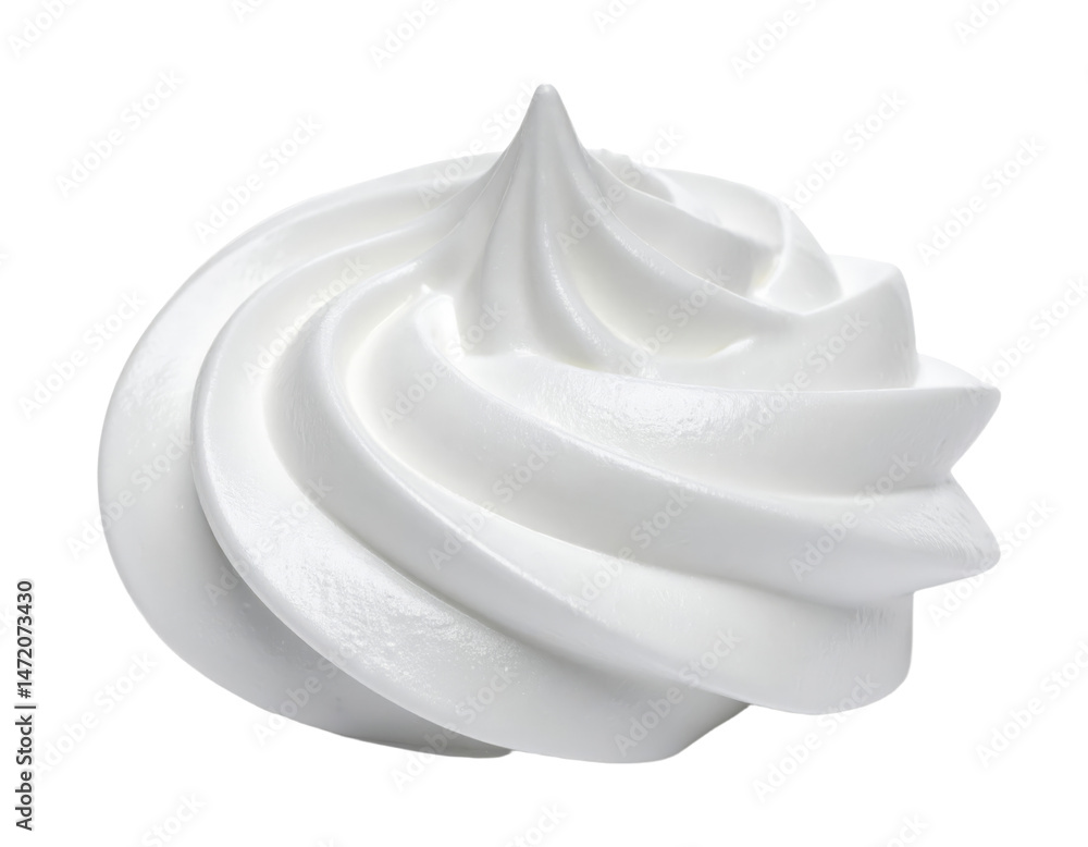 Whipped Cream Swirl Isolated Sweet Dessert Topping Element Food Ingredient White Background
