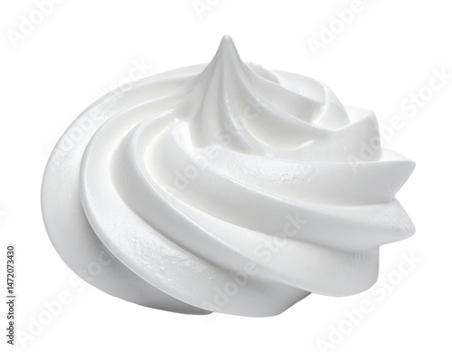 Whipped Cream Swirl Isolated Sweet Dessert Topping Element Food Ingredient White Background