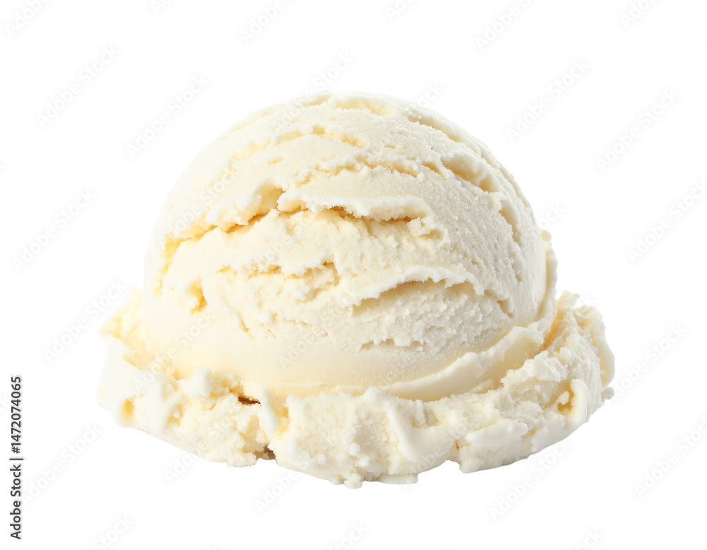 Vanilla Ice Cream Scoop Isolated Transparent Background Dessert Treat