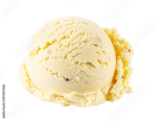 Obraz na płótnie Vanilla Ice Cream Scoop Isolated on Transparent Background Dessert Food Sweet Treat w salonie