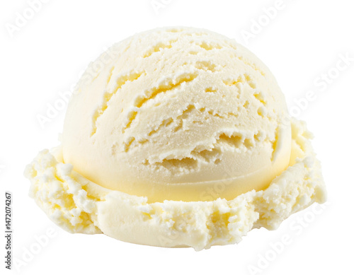 Obraz na płótnie Vanilla Ice Cream Scoop Isolated on Transparent Background Refreshing Summer Dessert w salonie