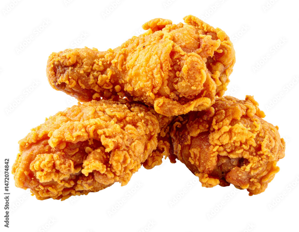 Crispy Fried Chicken Pieces Isolated on Transparent Background Delicious Fast Food