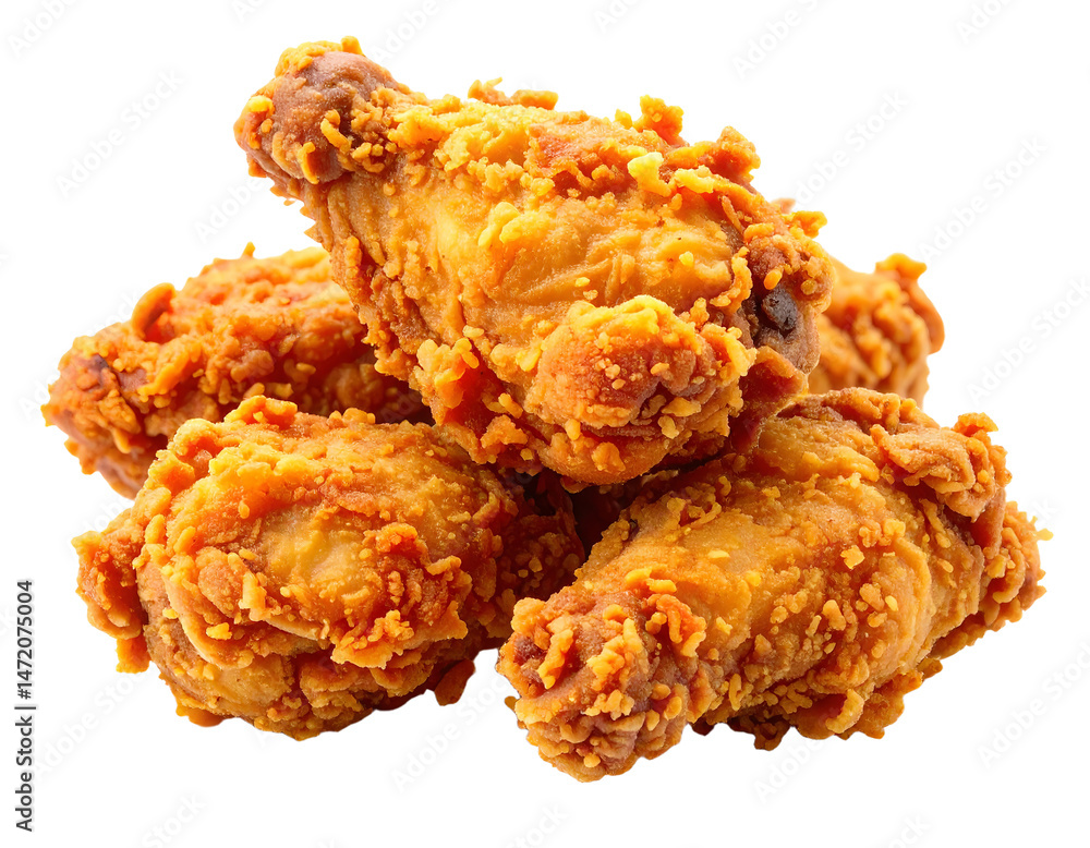 Crispy Fried Chicken Wings Isolated Delicious Fast Food Restaurant Meal PNG Transparent