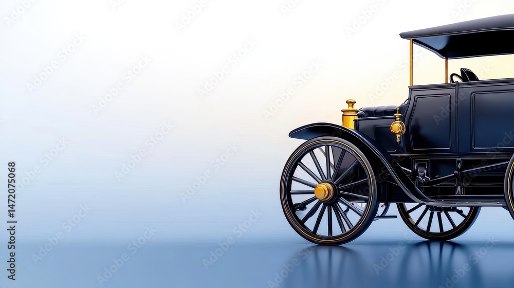 Fototapeta premium Vintage automobile parked against a soft gradient backdrop, highlighting its classic design features