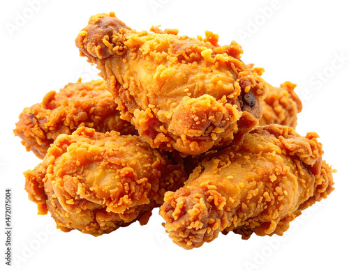 Obraz na płótnie Crispy Fried Chicken Wings Isolated Delicious Fast Food Restaurant Meal PNG Transparent w salonie