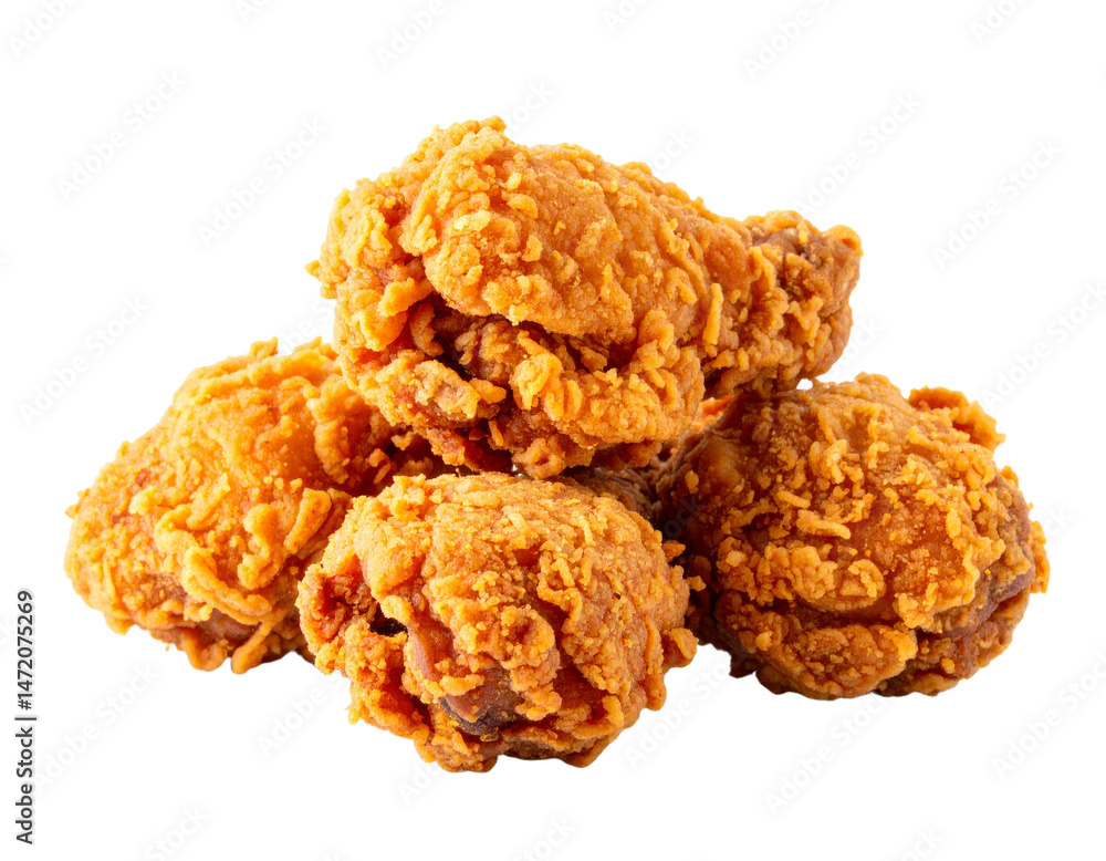 Crispy Fried Chicken Isolated on Transparent Background Delicious Golden Chicken Pieces