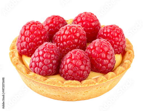 Obraz na płótnie Isolated Raspberry Tart Pastry Dessert Delicious Sweet Food on Transparent Background w salonie