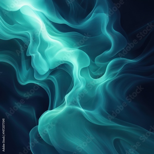 Abstract Teal Smoke Swirls: A Digital Art Creation