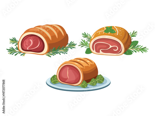 vector illustration of a Beef Wellington
