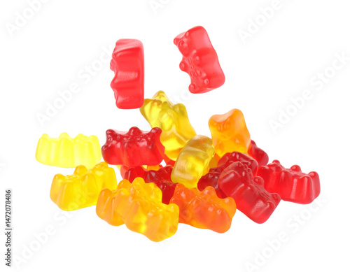 Obraz na płótnie Gummy Bears Pile Isolated Transparent Background Sweet Candy Delicious Treat w salonie