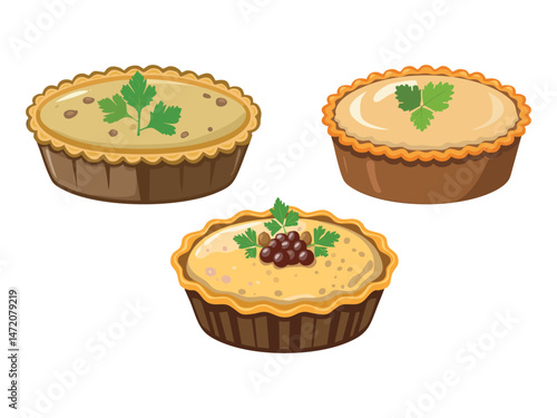 vector illustration of a Game Pie (Traditional British Pie with Wild Game Meat)