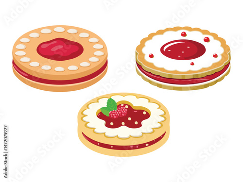 vector illustration of a Jammie Dodgers (Shortbread Biscuits Filled with Raspberry Jam)