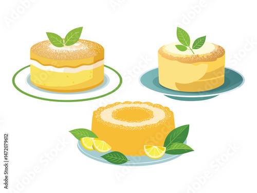 vector illustration of a Madeira Cake (Plain Sponge Cake Served with Tea)