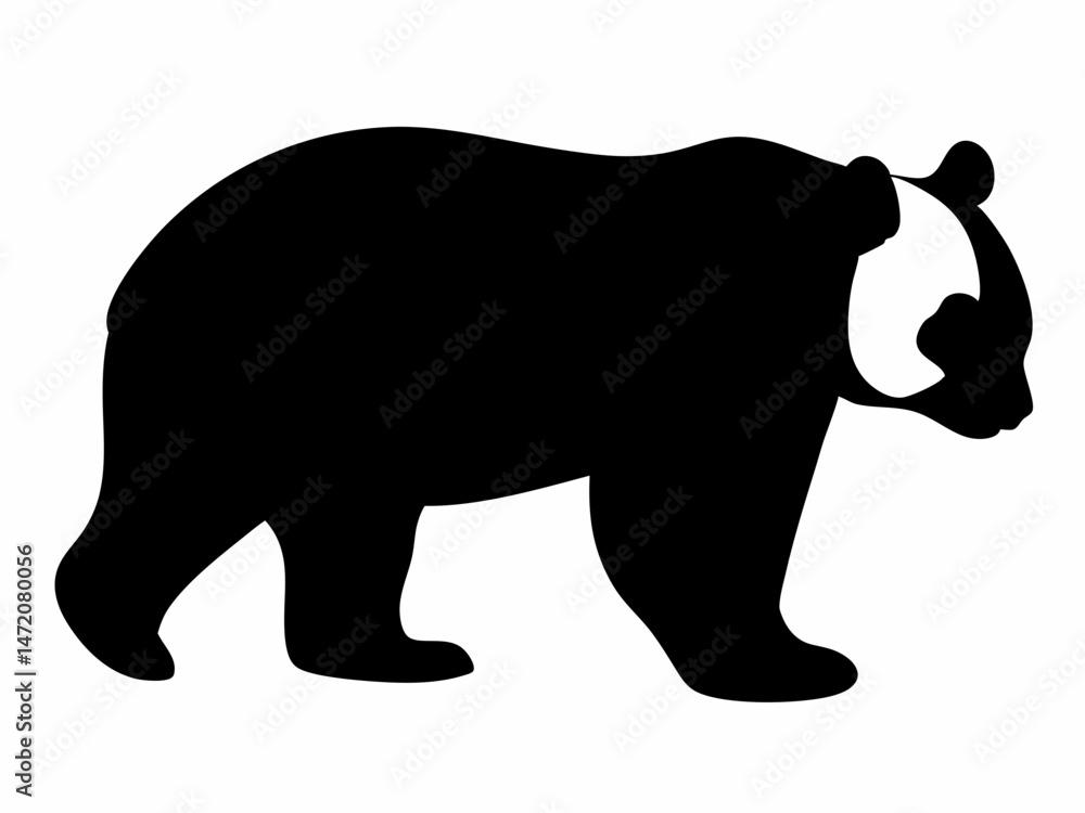 Fototapeta premium Minimalist Black Panda Silhouette in Abstract Style with Simple Shapes and Clean High-Contrast Design for Modern Graphic and Conceptual Use