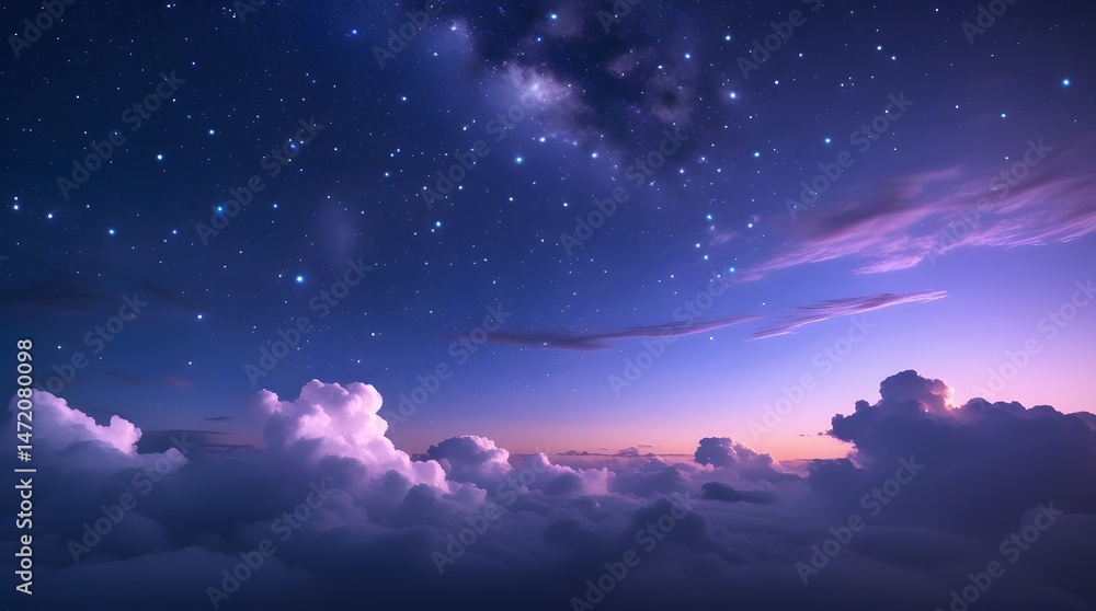 A breathtaking view of the night sky showcasing a myriad of stars and wispy cloud A breathtaking view of the night sky showcasing a myriad of stars and wispy cloud