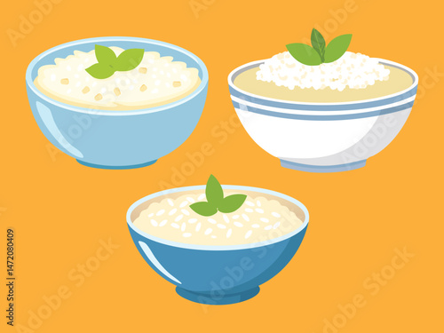vector illustration of a Rice Pudding (Creamy Pudding Made from Rice, Milk, and Sugar)