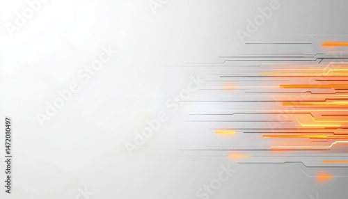Abstract Technology Background with Orange and Gray Lines
