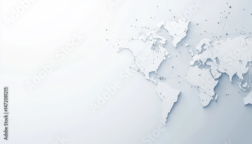 Abstract White World Map on a Light Grey Background