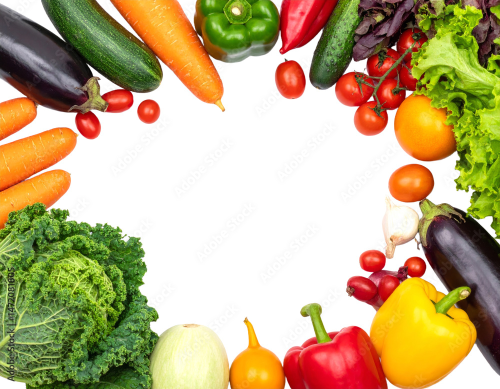 Assorted Vegetables Isolated on Black Fresh Produce Arrangement Healthy Food