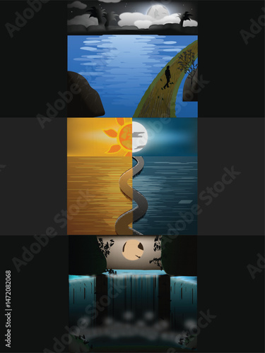 vintage design of nature preview to use painting on t-shirt